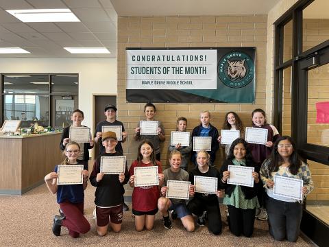 6th Grade Students of the  Month