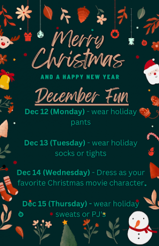 Christmas Spirit Week - 8 days of Christmas Fun | Maple Grove Middle School