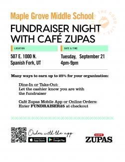 Zupas Fundraise - September 21st from 4-9 p.m. 