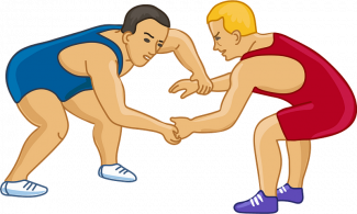 Two boys wrestling